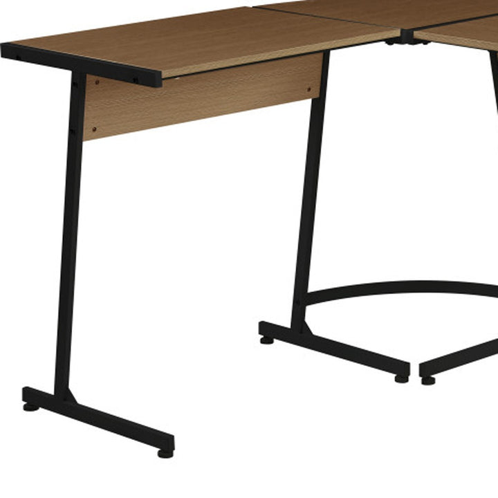 58" Brown and Black L Shape Computer Desk