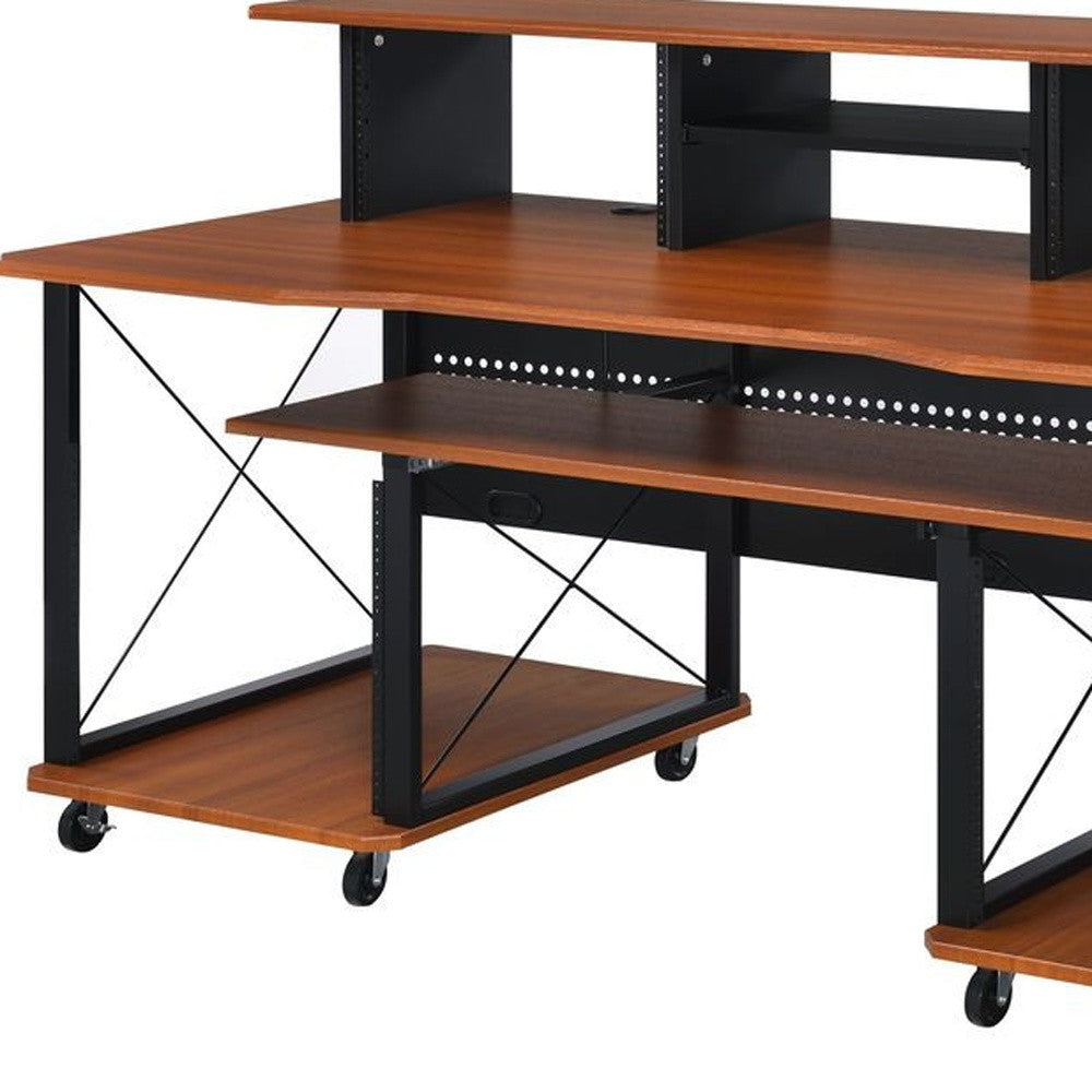 72" Brown and Black Computer Desk