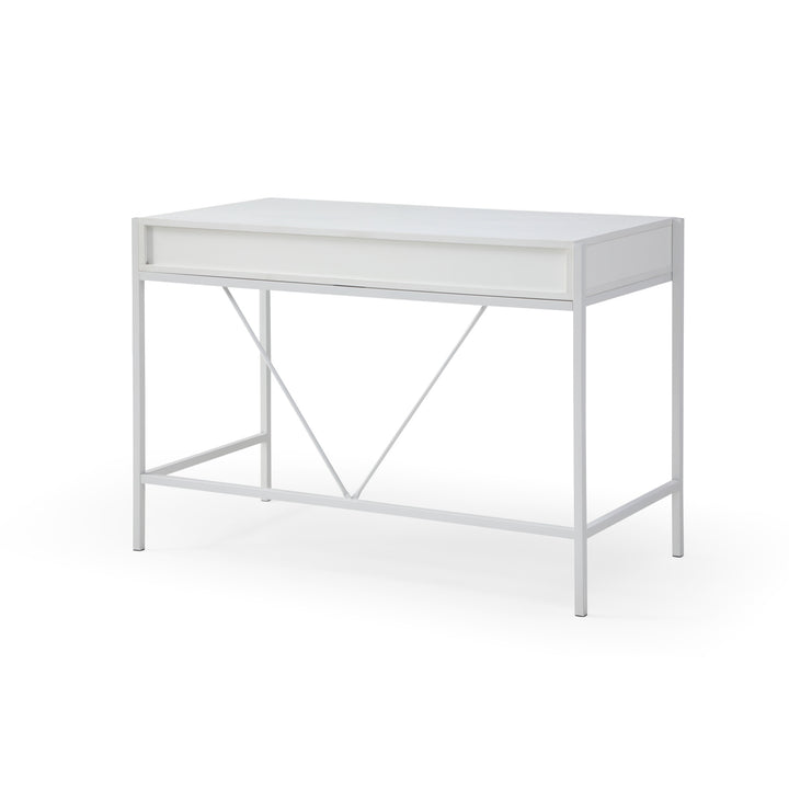 43" White and Gray Writing Desk With Two Drawers