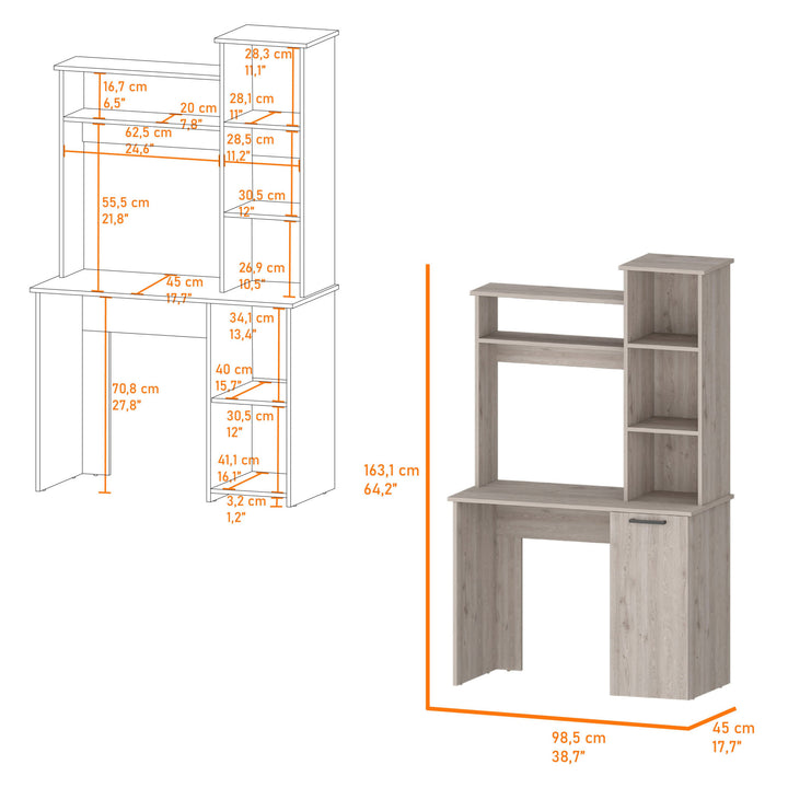 39" Gray Computer Desk