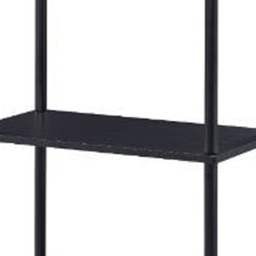 44" Black Metal Four Tier Etagere Bookcase