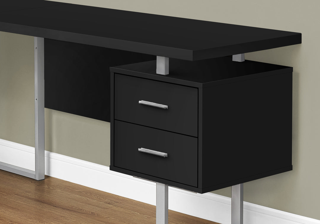 71" Black and Gray L Shape Computer Desk