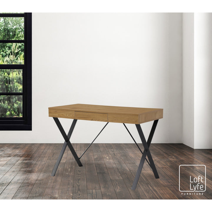 43" Natural and Black Writing Desk