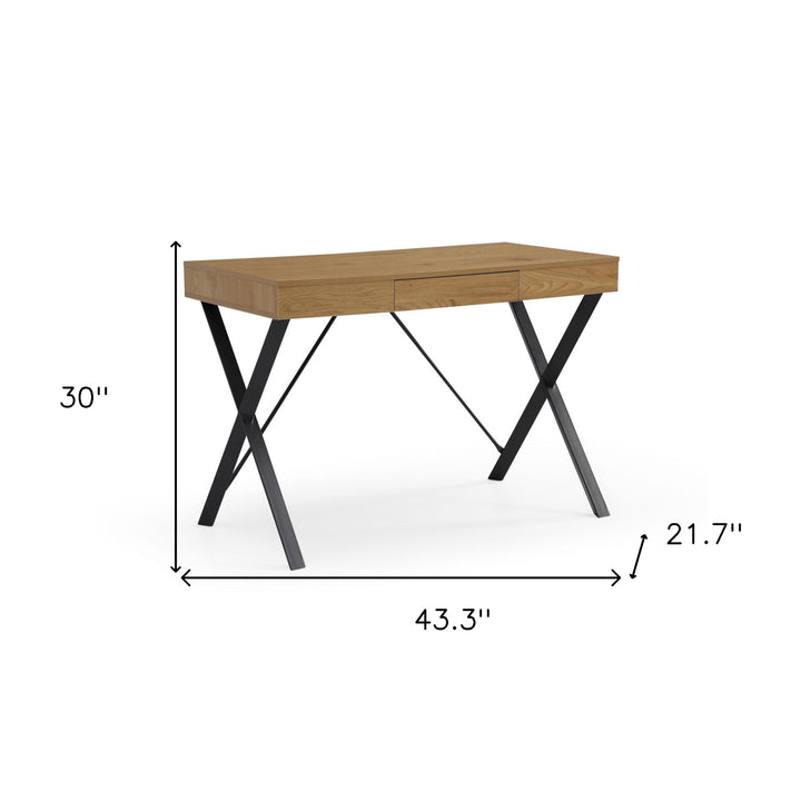 43" Natural and Black Writing Desk