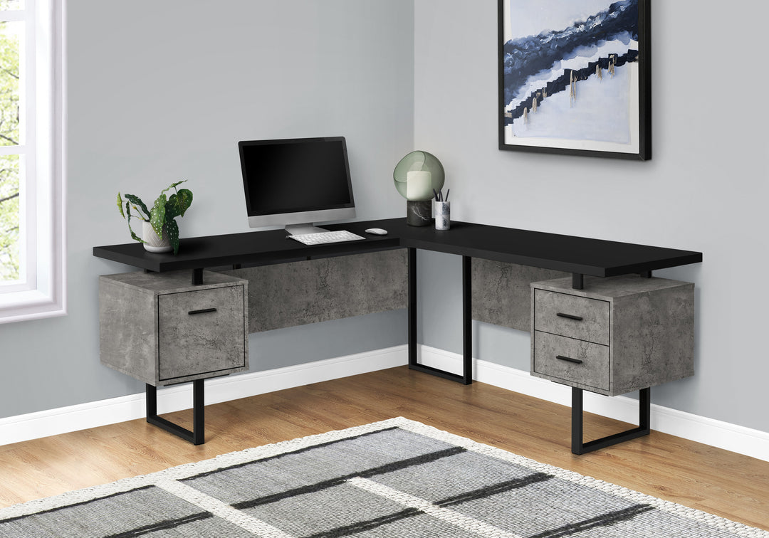 71" Black L Shape Computer Desk