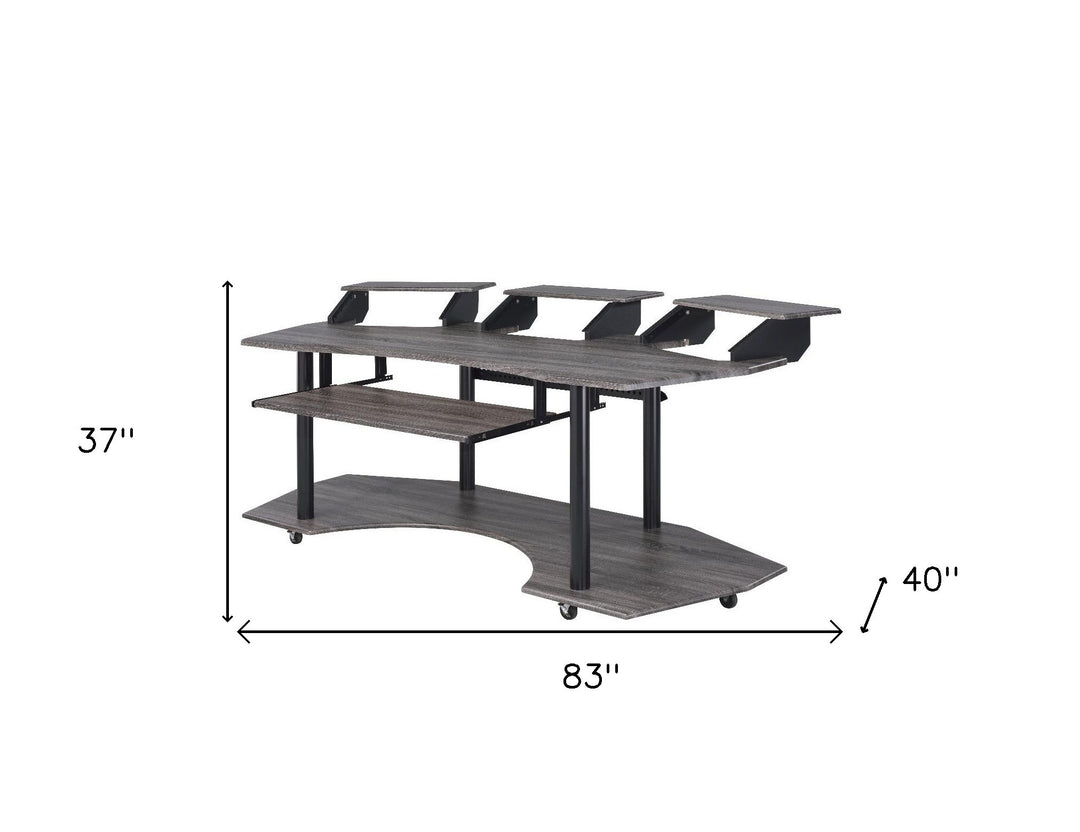 83" Black Unique Computer Desk