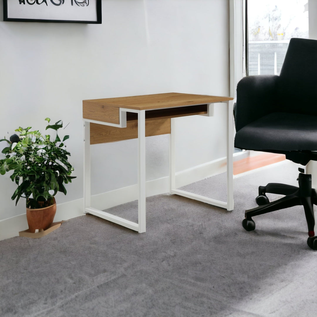 32" Natural and White Writing Desk