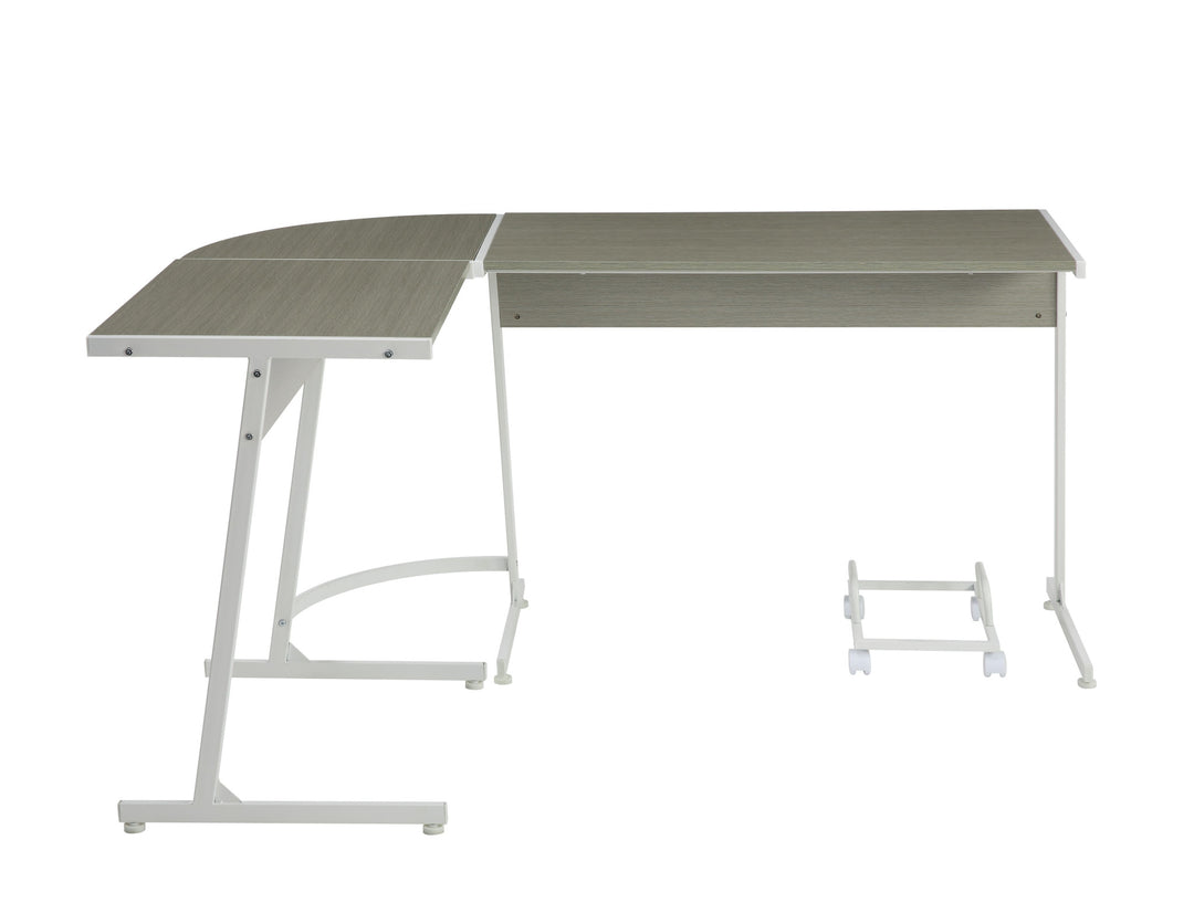 58" Gray and White L Shape Computer Desk