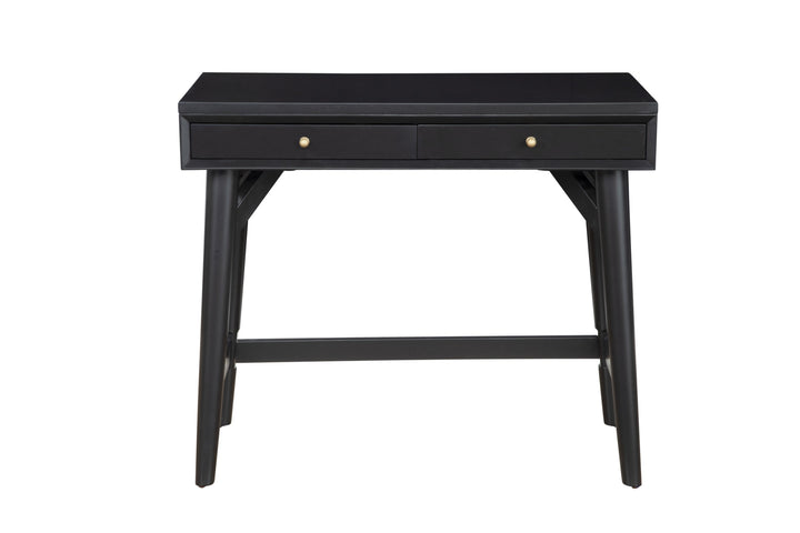 36" Black Solid Manufactured Wood Writing Desk with Two Drawers