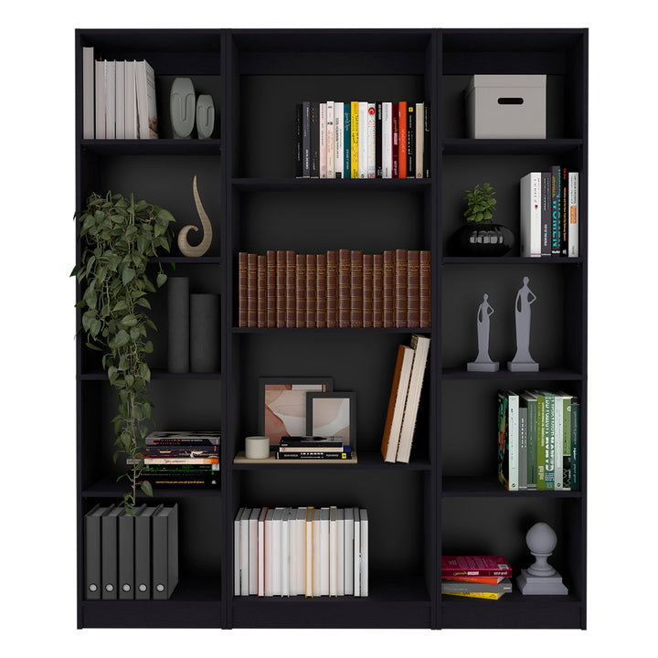 71" Black Four Tier Bookcase