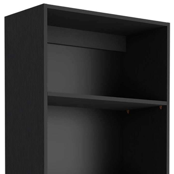 71" Black Five Tier Bookcase with Two doors