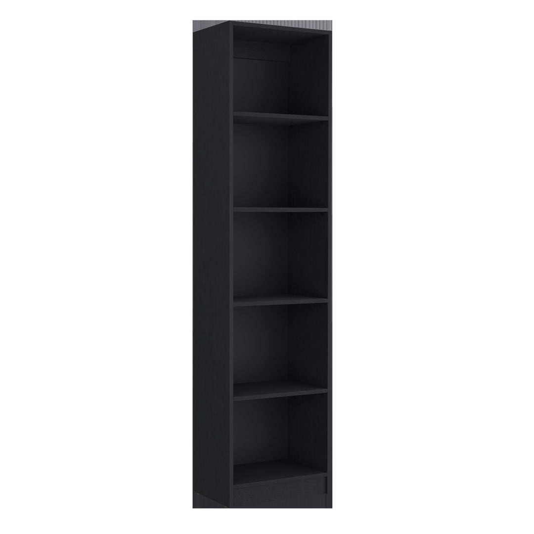 71" Black Five Tier Bookcase with Two doors