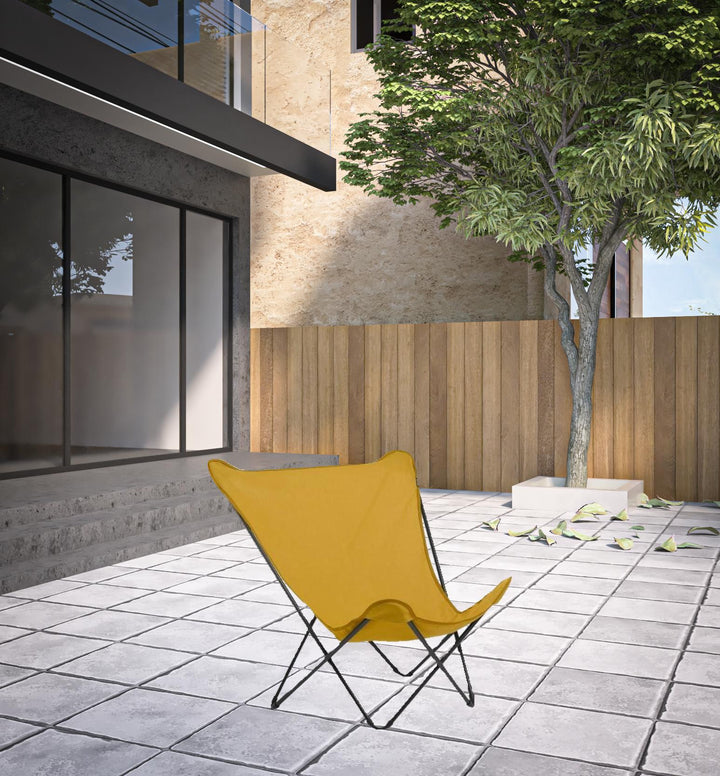 Yellow And Black Metal Folding Camping Chair