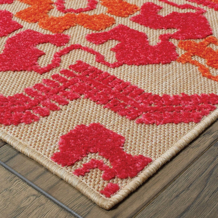 8' x 11' Pink and Orange Moroccan Indoor Outdoor Area Rug