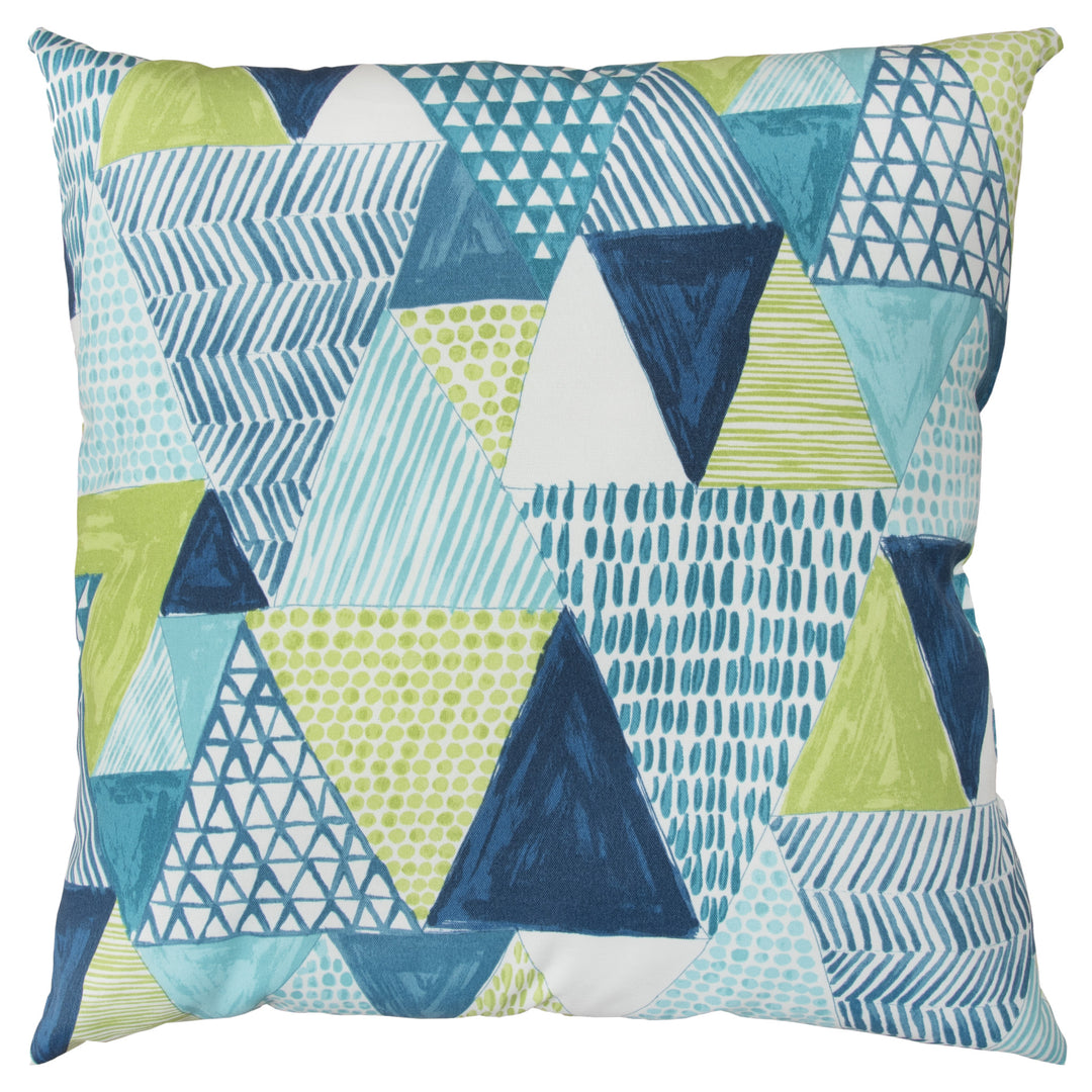 22" Light Blue Patchwork Indoor Outdoor Throw Pillow Cover and Insert