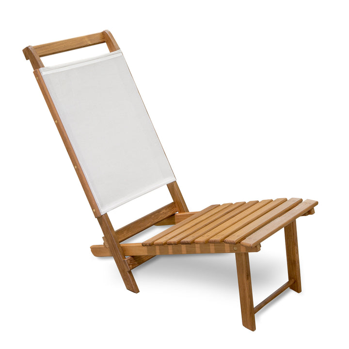 Brown And Brown and White Solid Wood Deck Chair