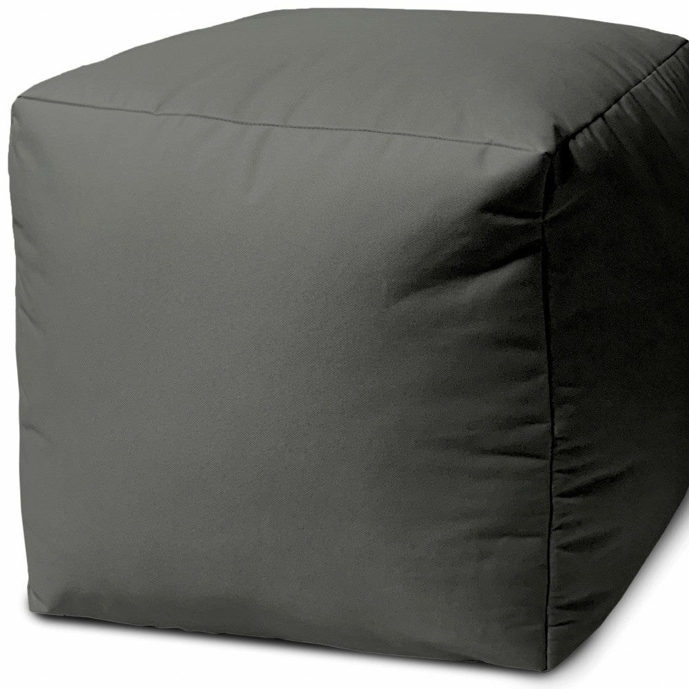 17" Cool Dark Gray Solid Color Indoor Outdoor Pouf Ottoman