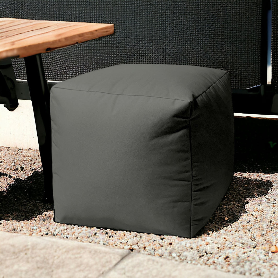 17" Cool Dark Gray Solid Color Indoor Outdoor Pouf Ottoman