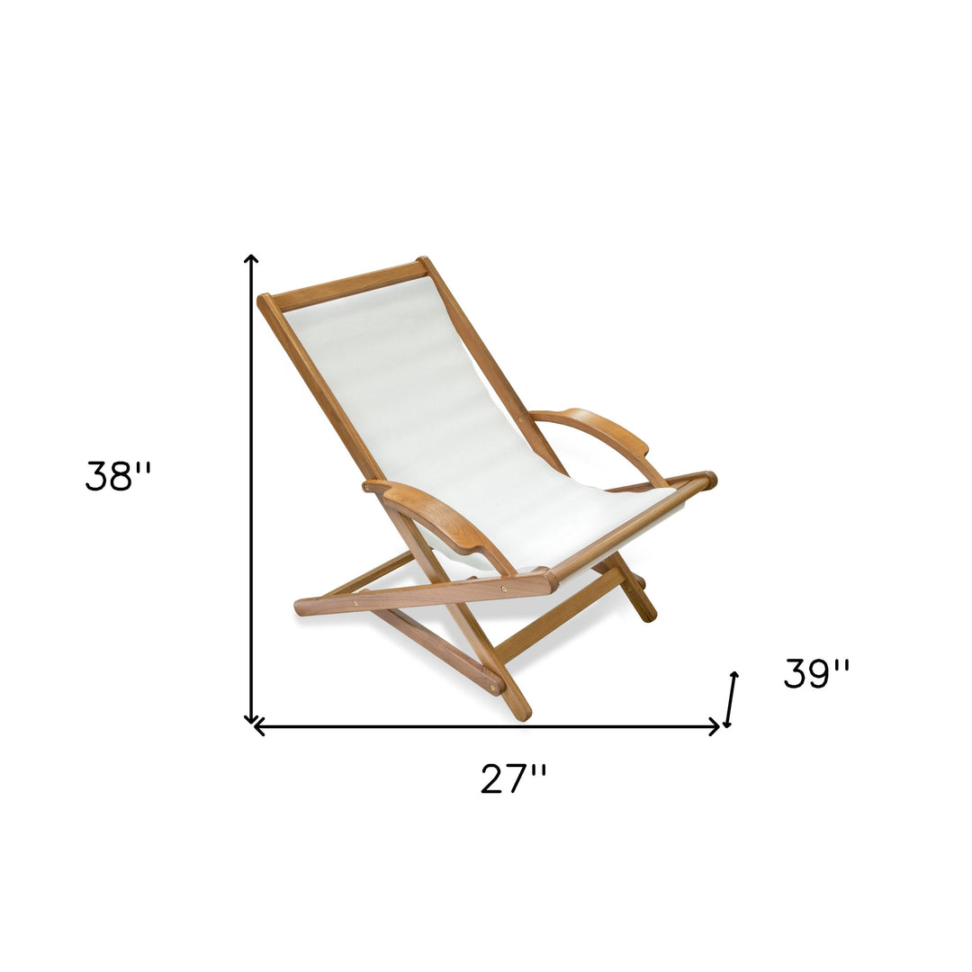 White And Brown Solid Wood Deck Chair