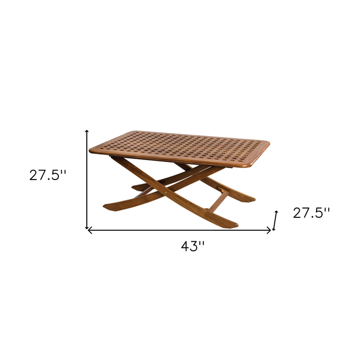 43" Brown Solid Wood Folding Outdoor Side Table