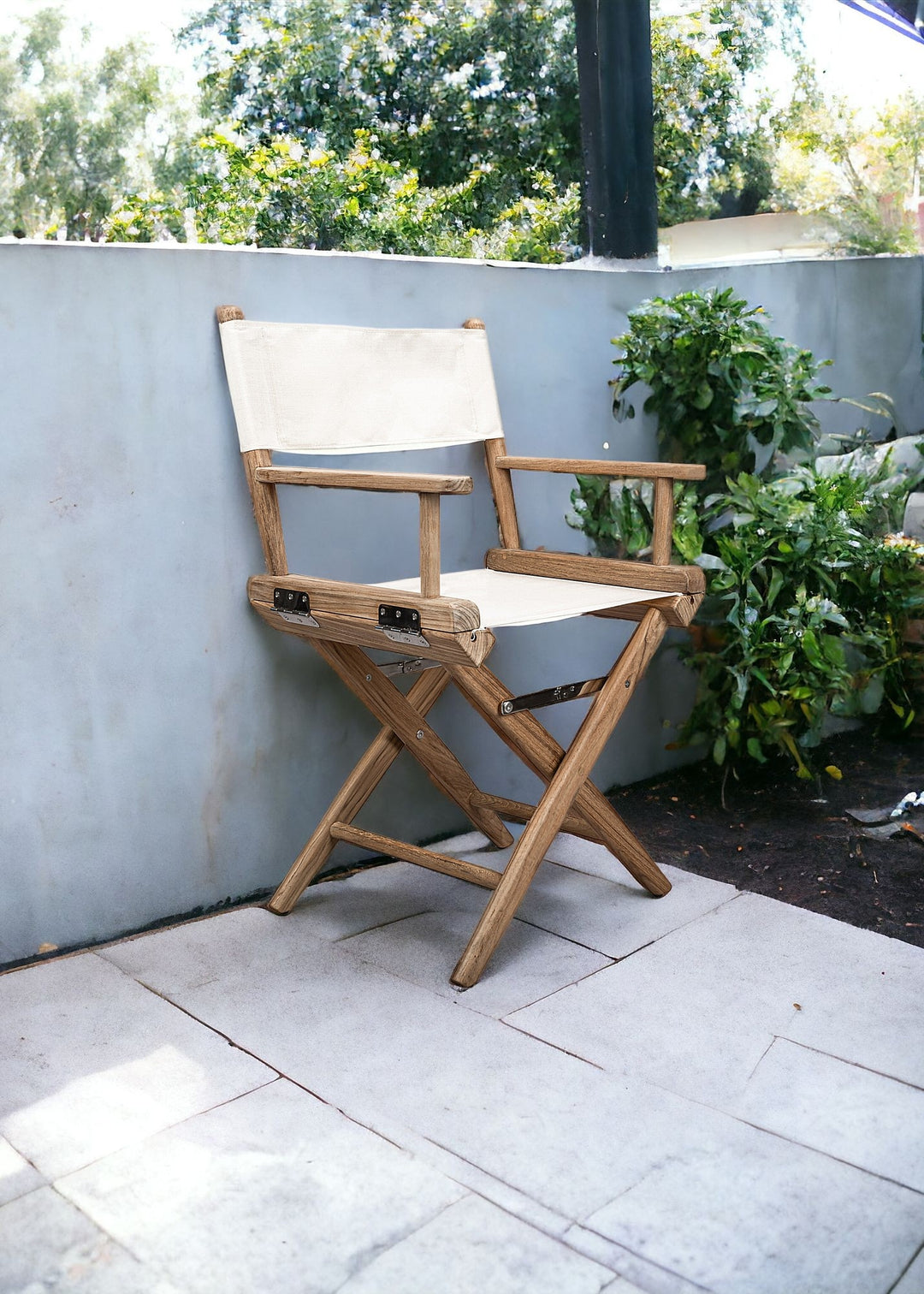 Brown and Ivory And Brown Solid Wood Director Chair