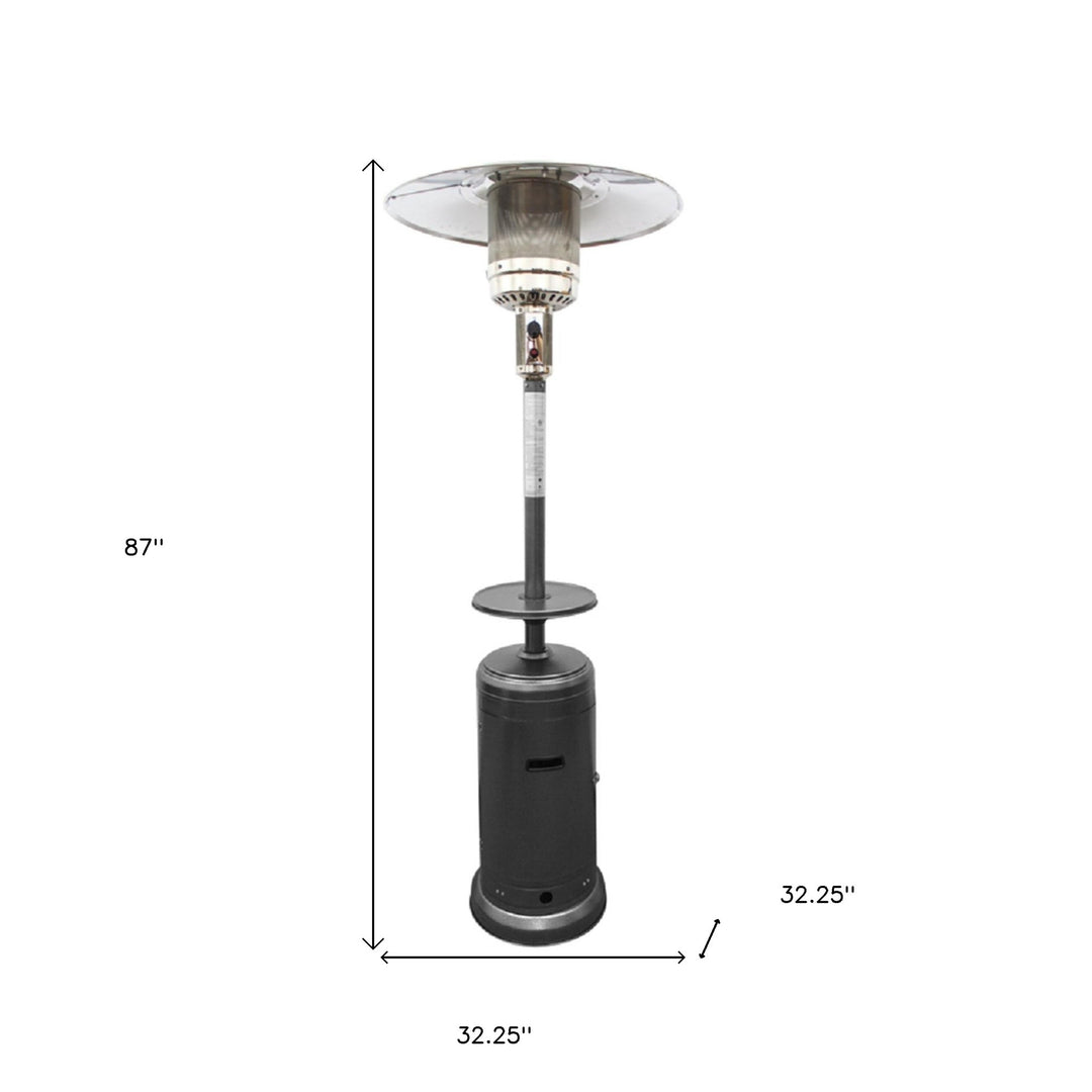 48000 BTU Silver Steel Propane Cylindrical Pole Standing Patio Heater