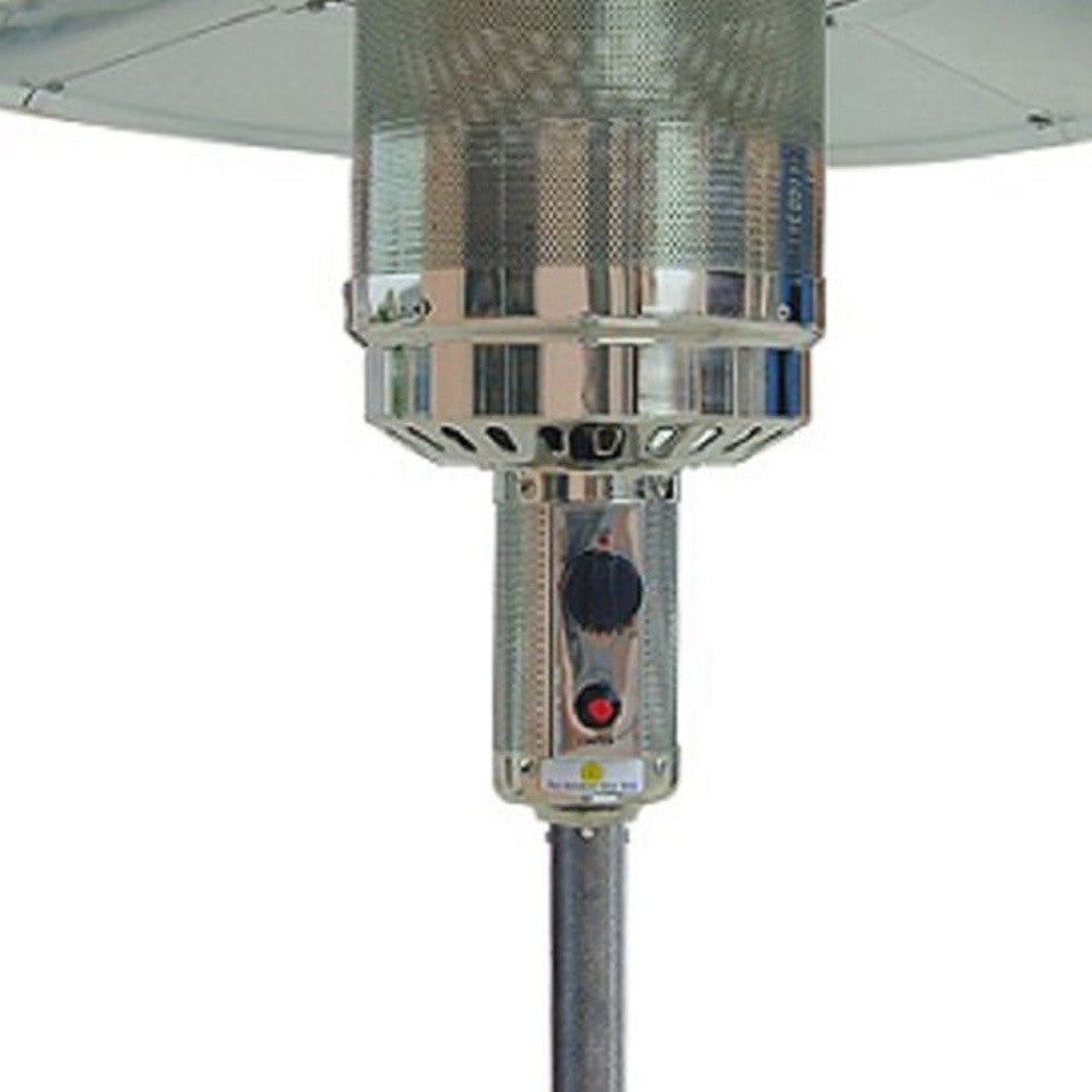 48000 BTU Silver Steel Propane Cylindrical Pole Standing Patio Heater