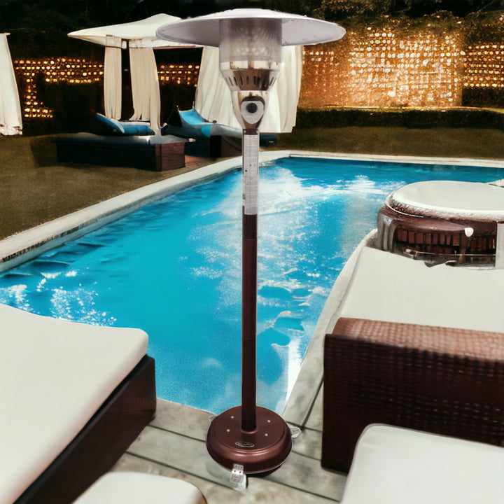 41000 BTU Bronze Steel Natural Gas Cylindrical Pole Standing Patio Heater