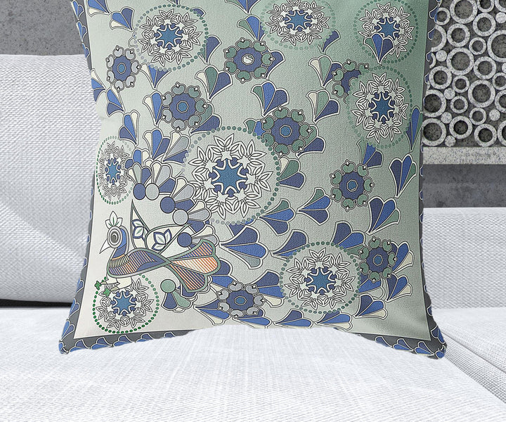 28" x 28" Brown Peacock Blown Seam Floral Indoor Outdoor Throw Pillow