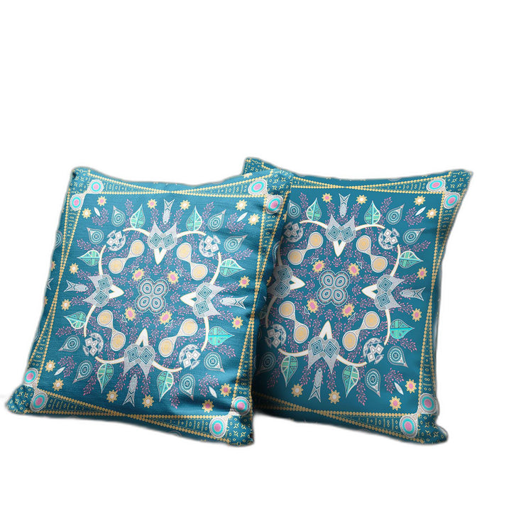 16" x 16" Aqua Blown Seam Paisley Indoor Outdoor Throw Pillow