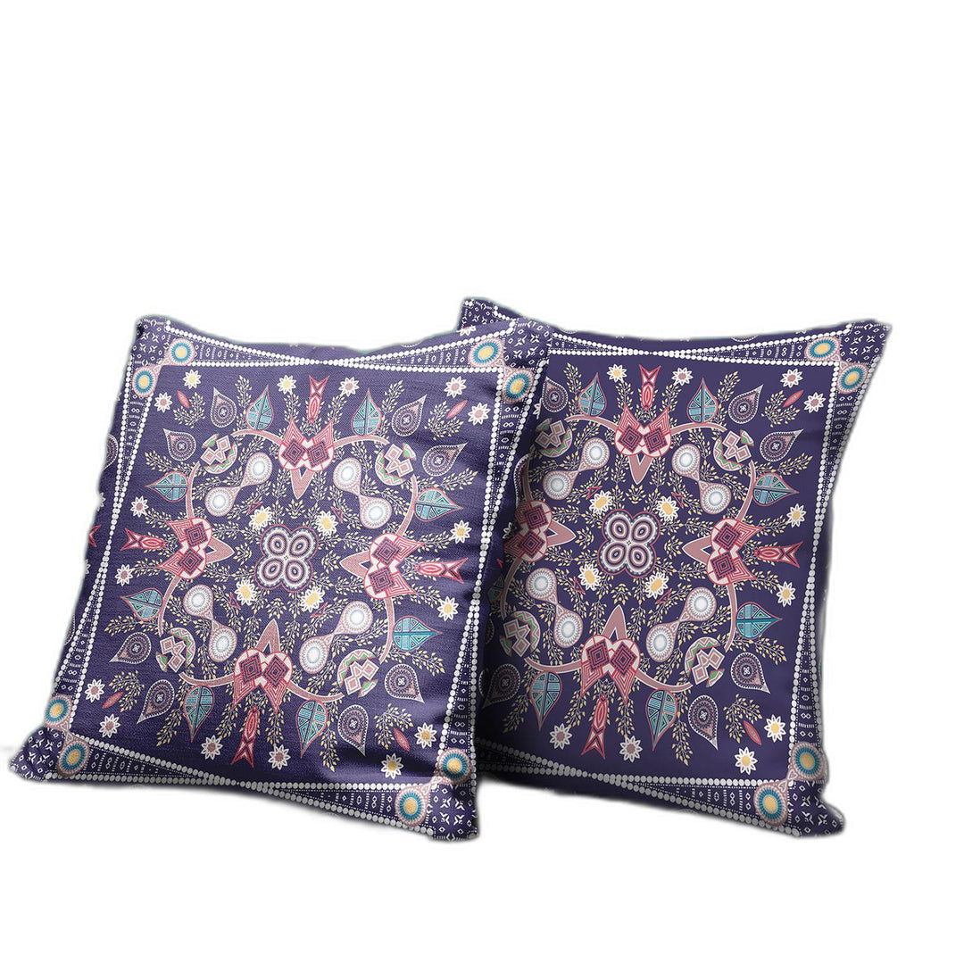 16" x 16" Purple Blown Seam Paisley Indoor Outdoor Throw Pillow