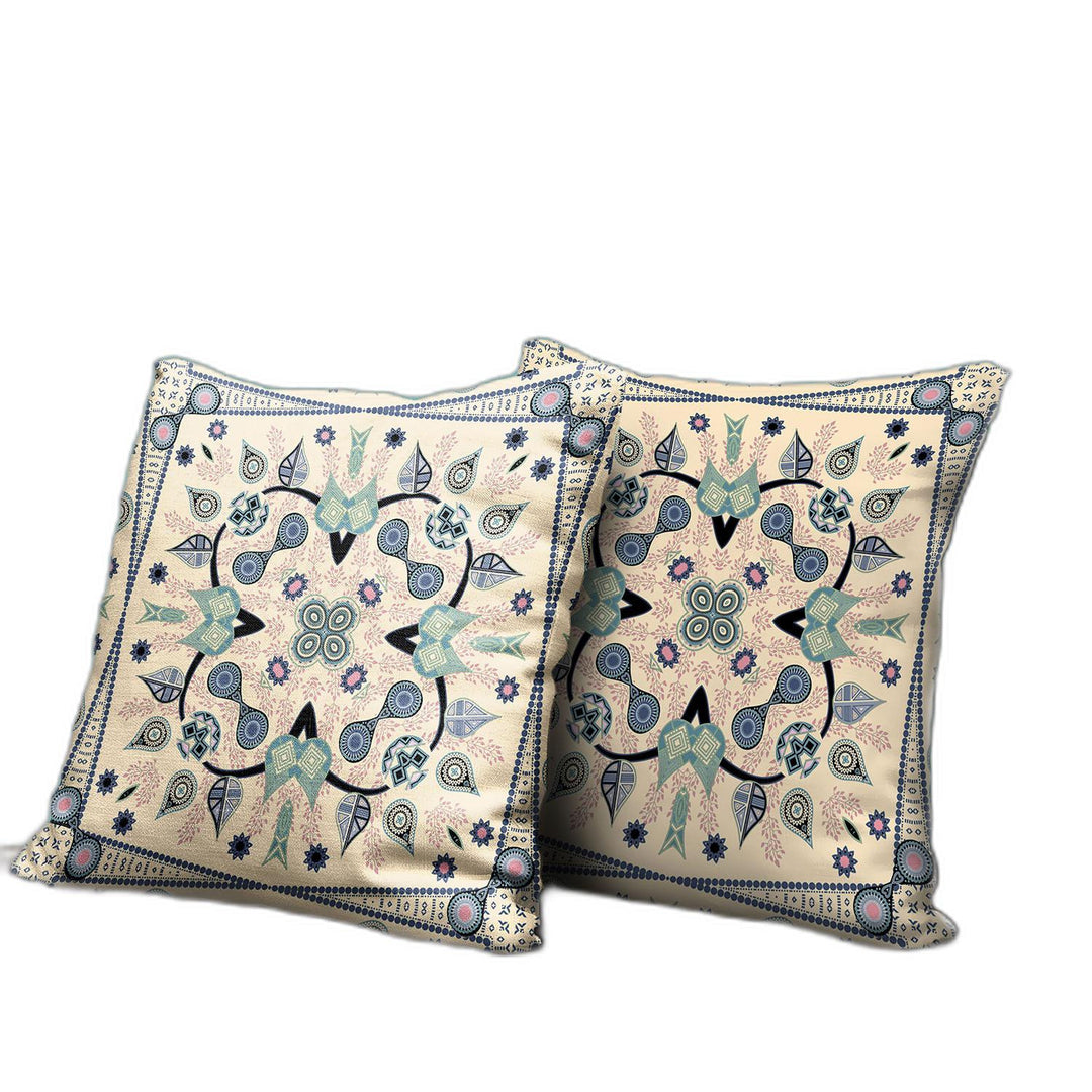 18" x 18" Beige Blown Seam Paisley Indoor Outdoor Throw Pillow