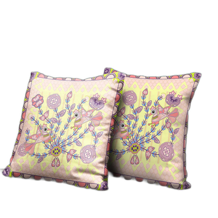 20" x 20" Yellow Peacock Blown Seam Floral Indoor Outdoor Throw Pillow