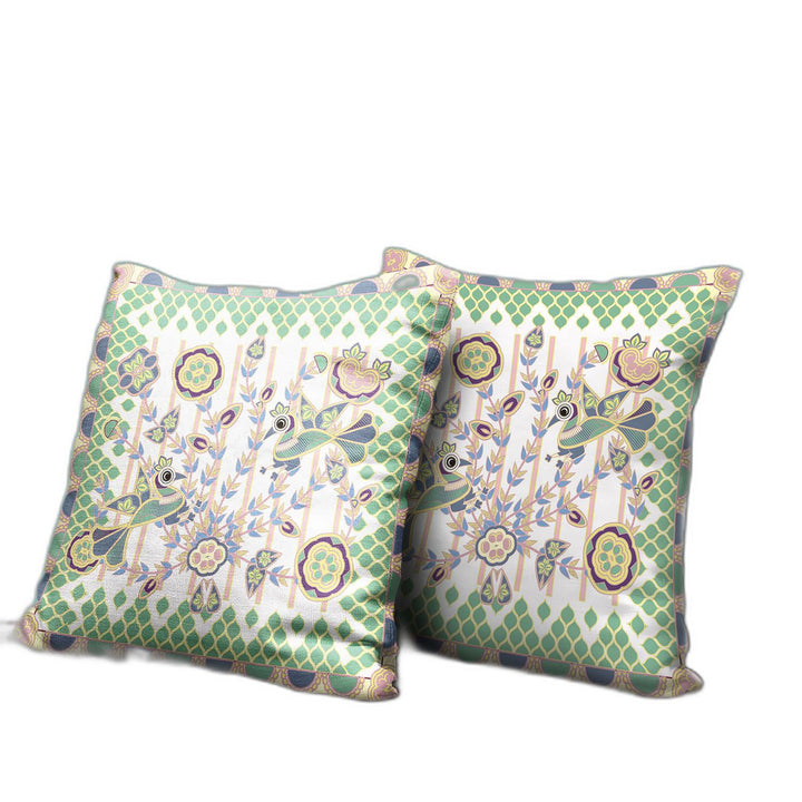 28" x 28" Yellow and White Peacock Blown Seam Floral Indoor Outdoor Throw Pillow