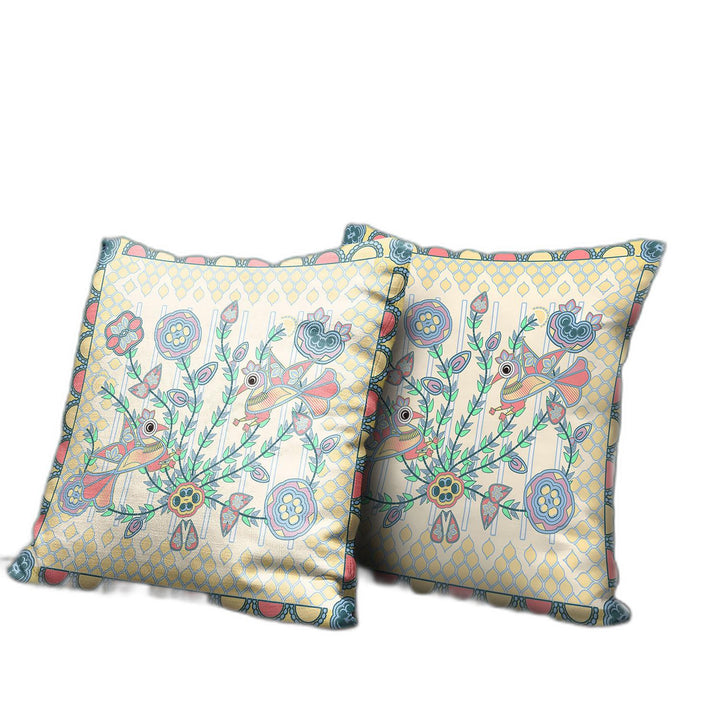 18" x 18" Pink Peacock Blown Seam Floral Indoor Outdoor Throw Pillow