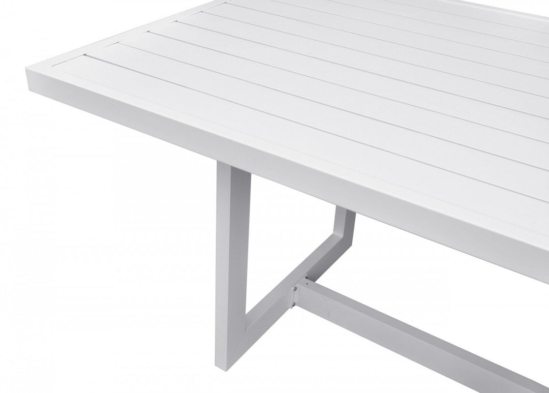 83" White Metal Outdoor Dining Table