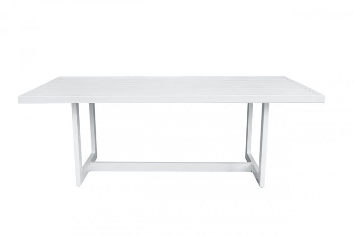 83" White Metal Outdoor Dining Table