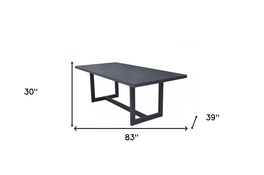 83" Gray Metal Outdoor Dining Table