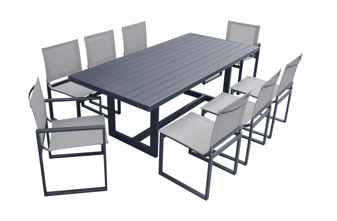 83" Gray Metal Outdoor Dining Table