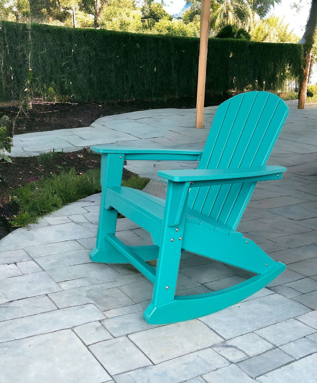 38" Blue Heavy Duty Plastic Rocking Chair