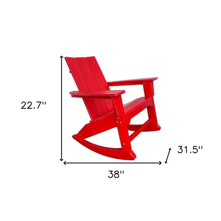 38" Red Heavy Duty Plastic Rocking Chair