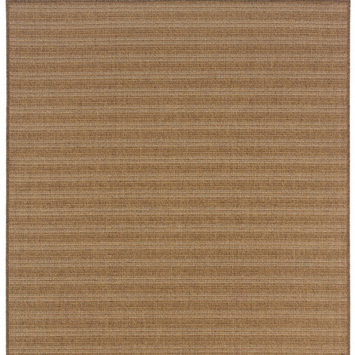 4' x 6' Tan Striped Stain Resistant Indoor Outdoor Area Rug