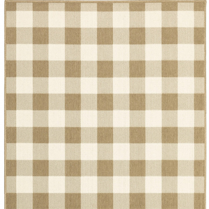 4' x 6' Gray and Ivory Geometric Stain Resistant Indoor Outdoor Area Rug