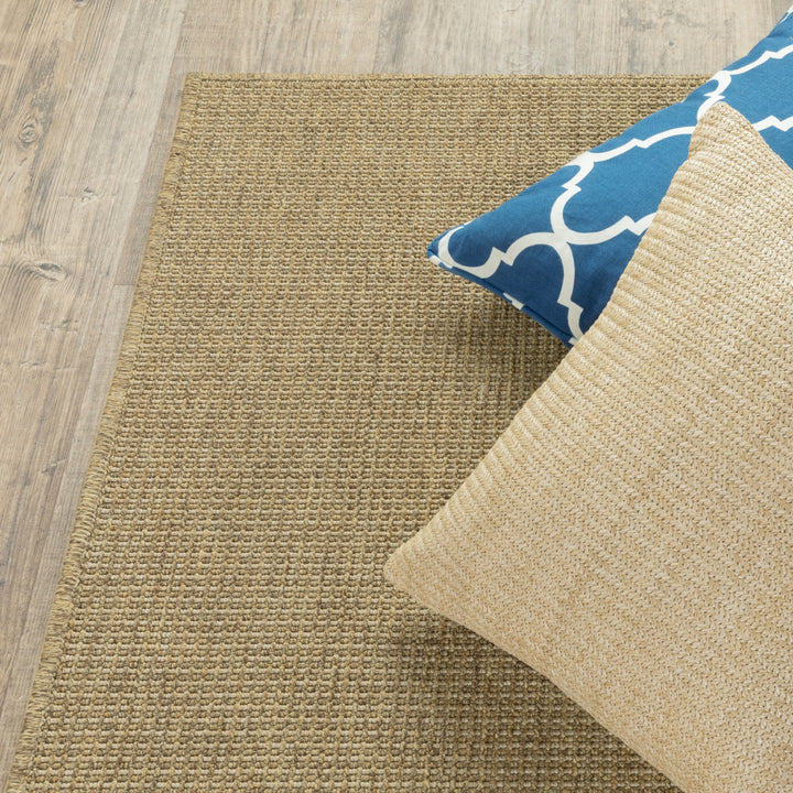 5' x 8' Tan Stain Resistant Indoor Outdoor Area Rug