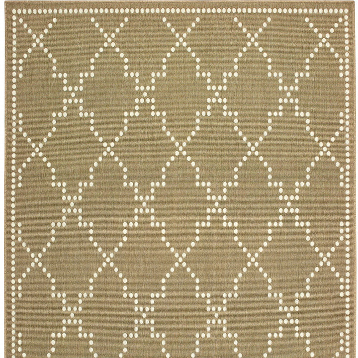 2' X 4' Tan Geometric Stain Resistant Indoor Outdoor Area Rug