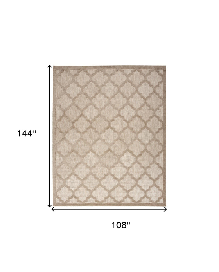 9' X 12' Beige Geometric Flatweave Area Rug