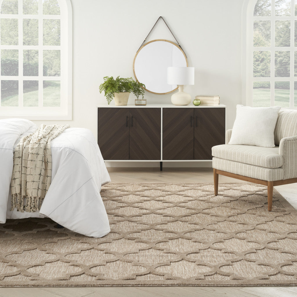 9' X 12' Beige Geometric Flatweave Area Rug