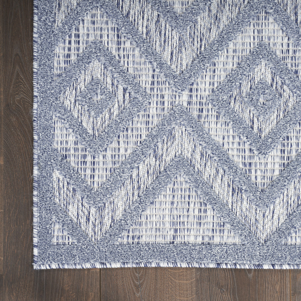 9' x 12' Blue Geometric Flatweave Area Rug