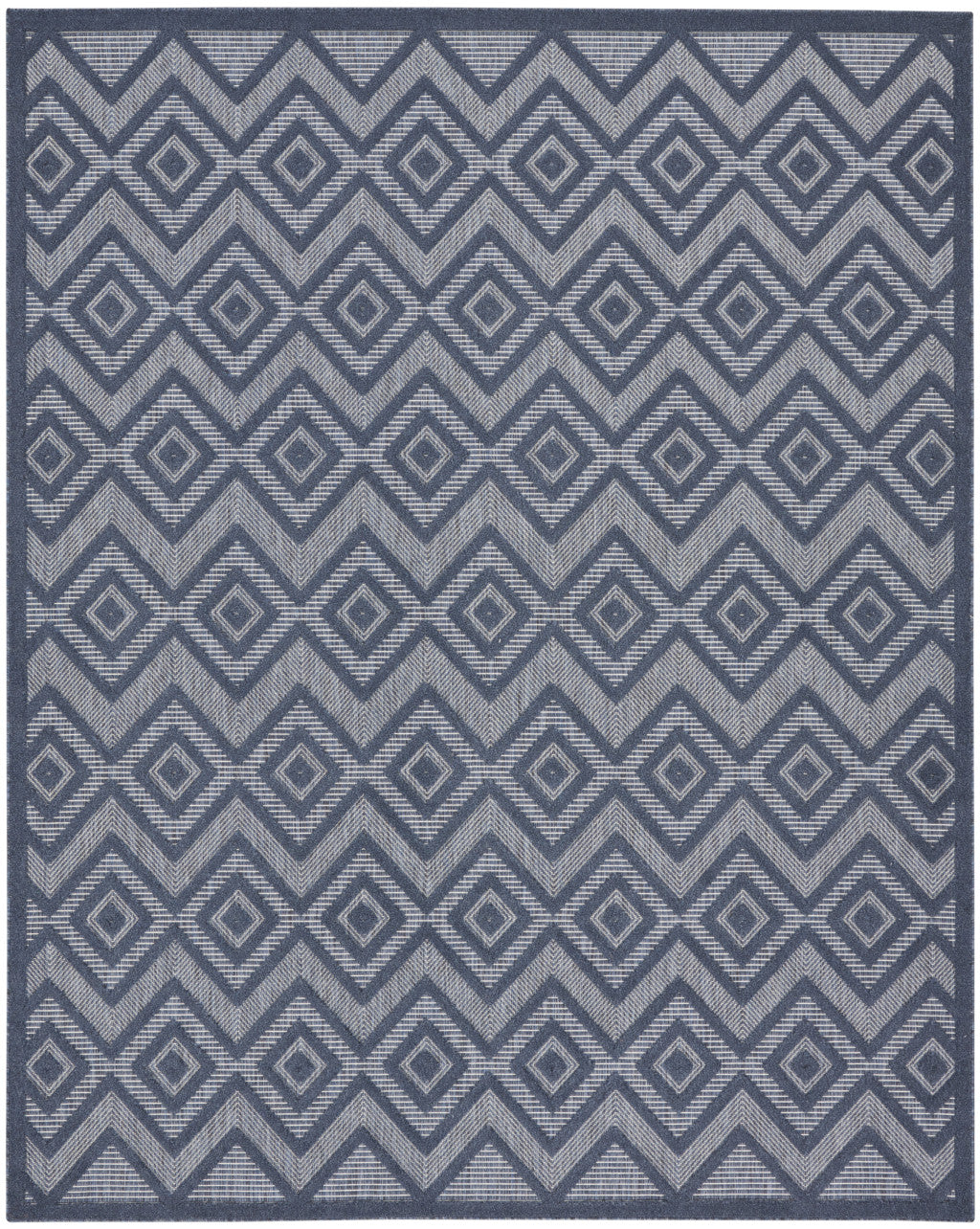 9' x 12' Navy Blue Geometric Flatweave Area Rug