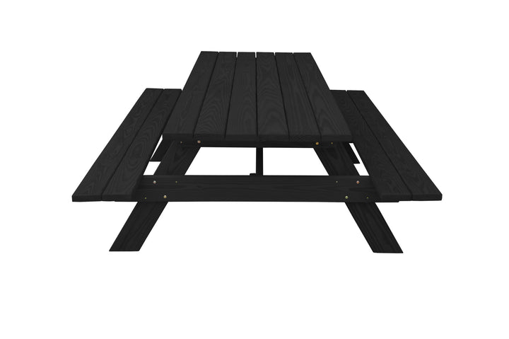 94" Charcoal Solid Wood Outdoor Picnic Table